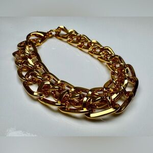Vintage Gold-tone Double Curb Chain Chunky Bracelet #1504
